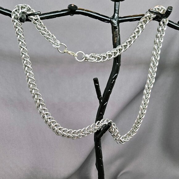 NWOT Unisex Necklace!  Handmade Chainmaille of Shinny Aluminum Rings - 20" long - Picture 7 of 14